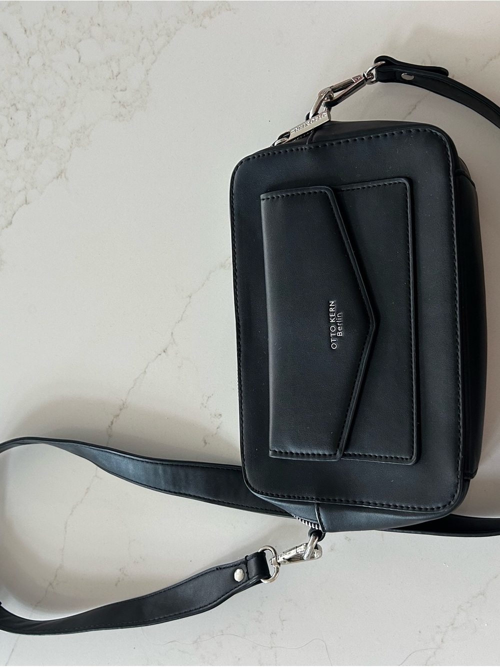 Black Crossbody Bag with Front Pocket